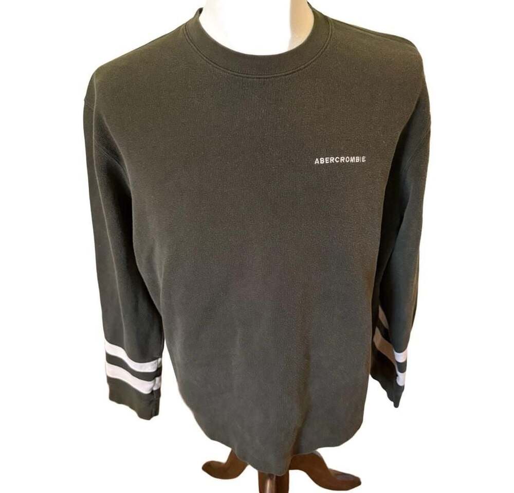 Vintage Abercrombie & Fitch Green Long Sleeve Sweatshirt with Sleeve Stripes and